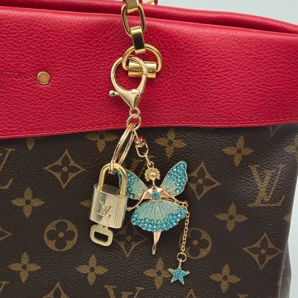LV Gold Padlock Authentic 🔑 Luxury Bag Charm w/ Unbranded Fairy Keychain